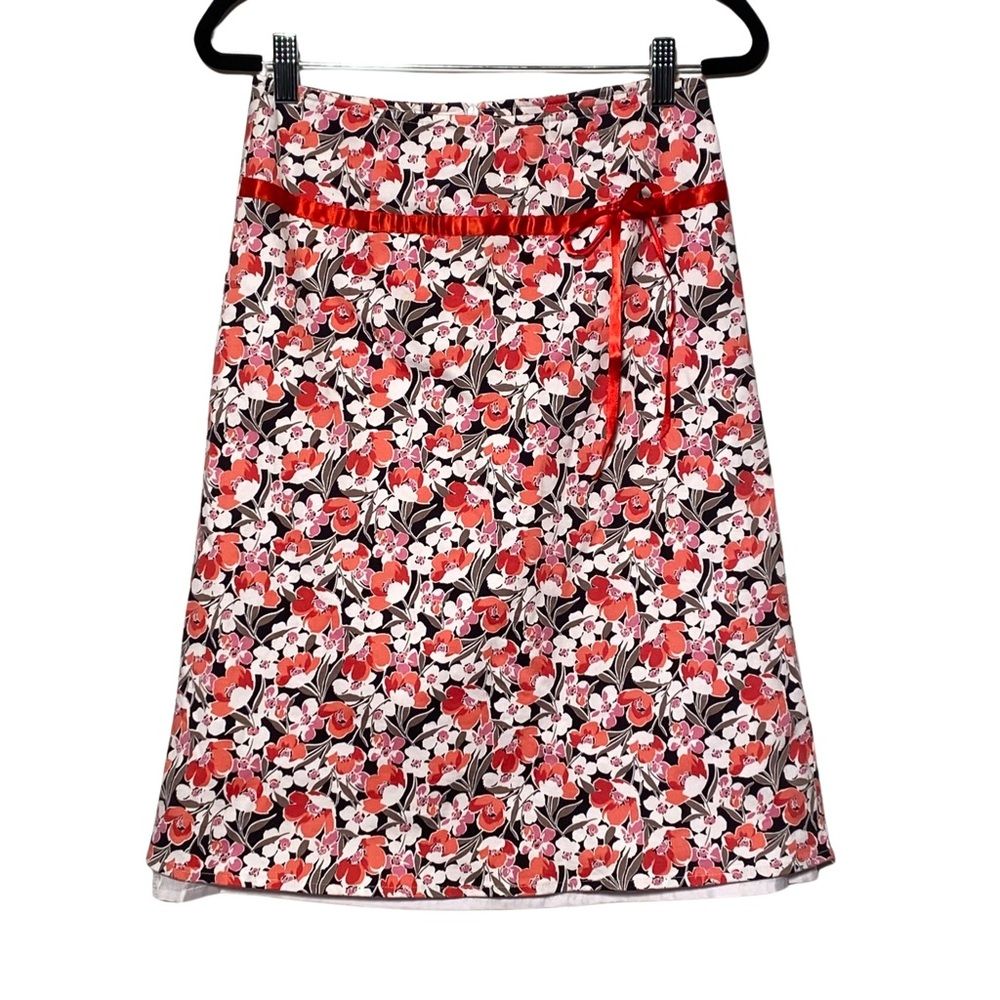 Dvora Made In Canada A-Line Floral Cotton Midi Skirt Size Small